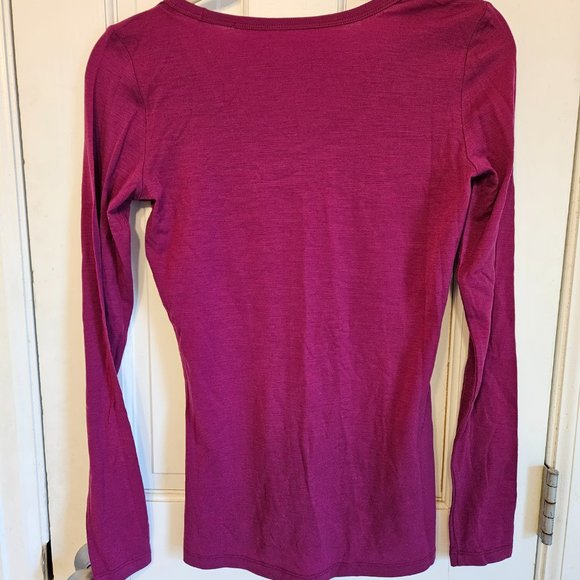 WOOLX Layla Merino Wool Blend Long Sleeve Vneck Base Layer All Season Top XS - Picture 4 of 4